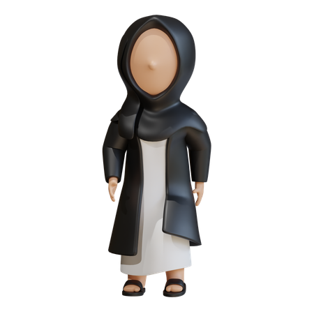 Muslim Woman Giving Tilted Head Pose  3D Icon