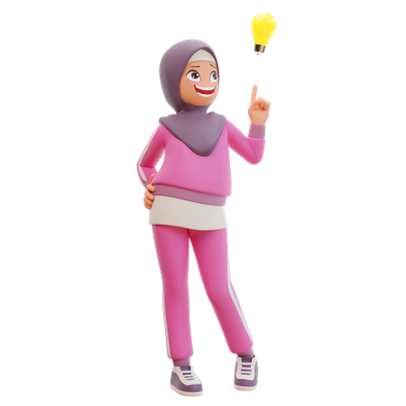 Muslim Woman Got Idea  3D Illustration