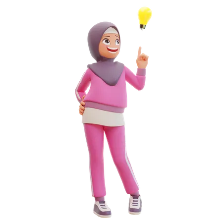 Muslim Woman Got Idea  3D Illustration