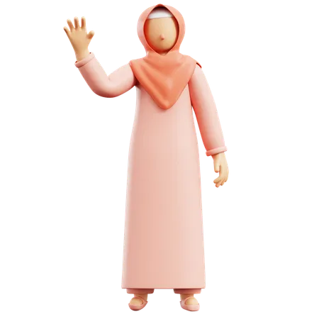 Muslim Woman Greeting  3D Illustration