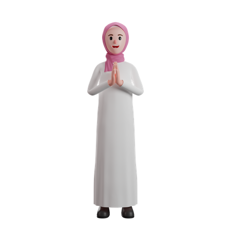 Muslim woman greeting  3D Illustration