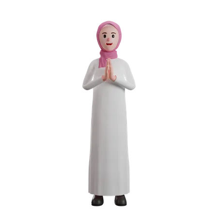 Muslim woman greeting  3D Illustration