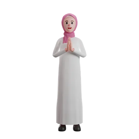 Muslim woman greeting 3D Illustration