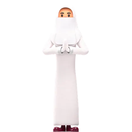 Muslim Woman Greeting Pose  3D Illustration