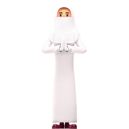 Muslim Woman Greeting Pose  3D Icon