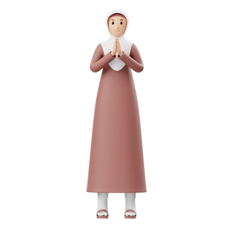 Muslim Woman Greetings  3D Illustration