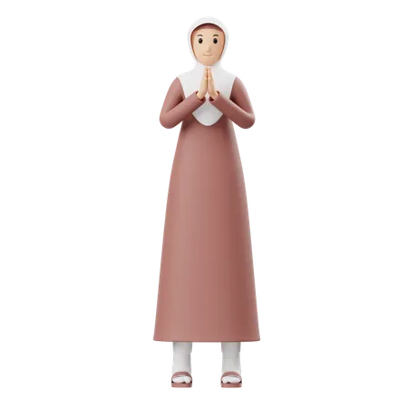Muslim Woman Greetings  3D Illustration