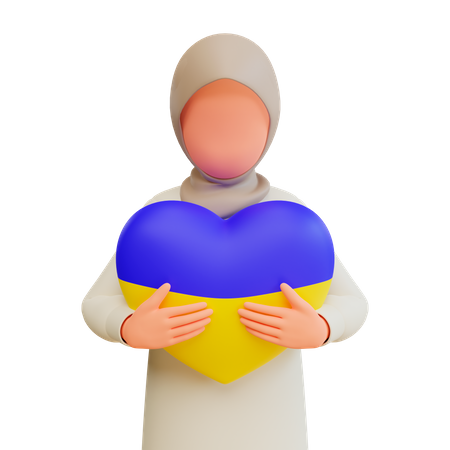 Muslim woman holding heart  3D Illustration