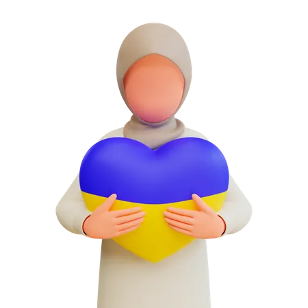 Muslim woman holding heart  3D Illustration