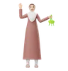 Muslim Woman Holding Ketupat