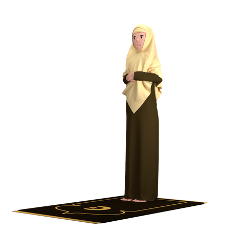 Muslim woman in Iftitah pose  3D Illustration