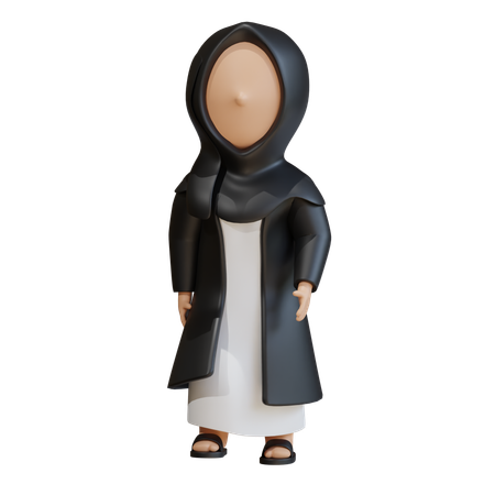 Muslim Woman Looking Down Slightly  3D Icon