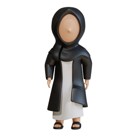 Muslim Woman Looking Left Pose  3D Icon