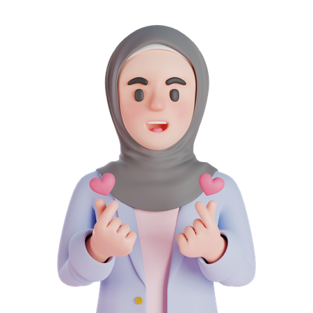 Muslim woman making heart gesture  3D Illustration