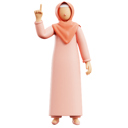 Muslim Woman Pointing  3D Illustration