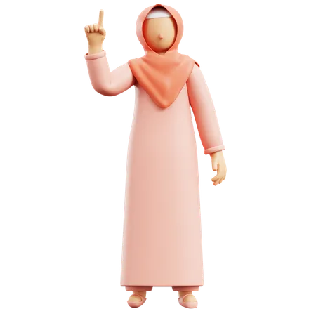 Muslim Woman Pointing  3D Illustration