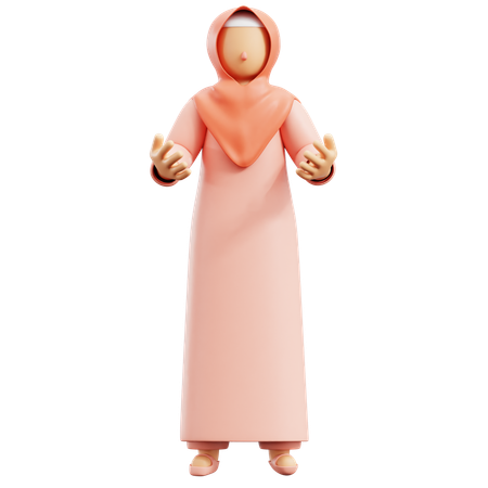 Muslim Woman Praying  3D Icon
