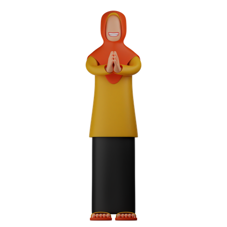 Muslim Woman Praying  3D Illustration