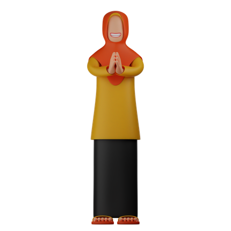 Muslim Woman Praying 3D Illustration