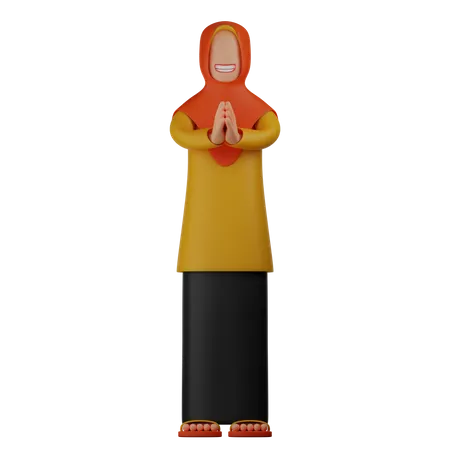 Muslim Woman Praying  3D Illustration