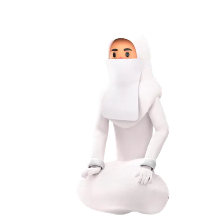 Muslim Woman Praying Pose  3D Illustration