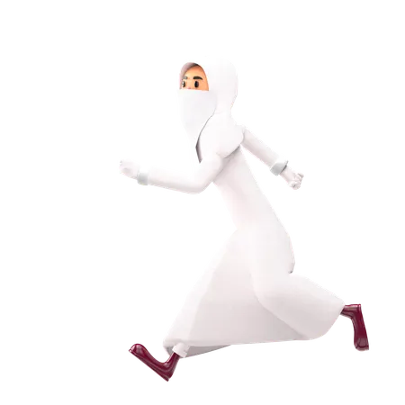 Muslim Woman Running Fast  3D Illustration