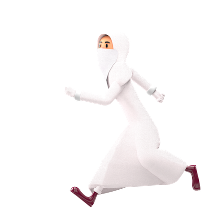 Muslim Woman Running Fast  3D Icon
