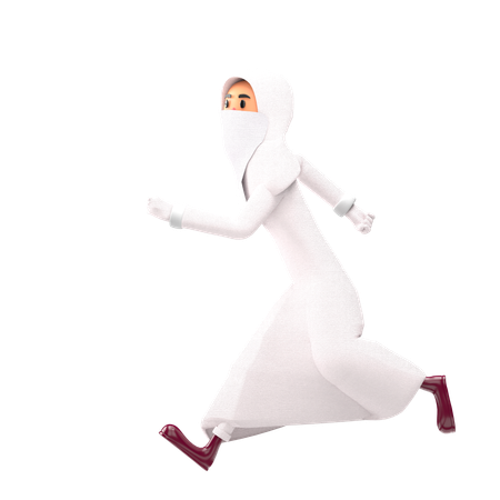 Muslim Woman Running Fast  3D Illustration