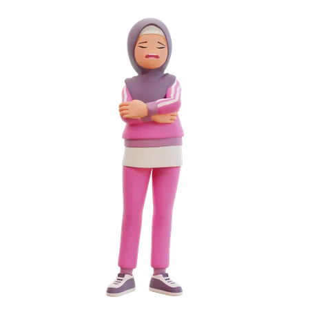 Muslim Woman Sad  3D Illustration