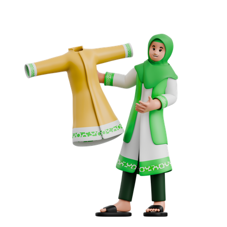Muslim Woman Shopping Clothes  3D Icon