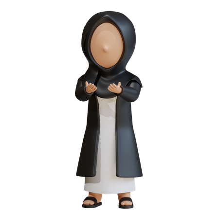 Muslim Woman Showing Dua Hands Up 3D Icon