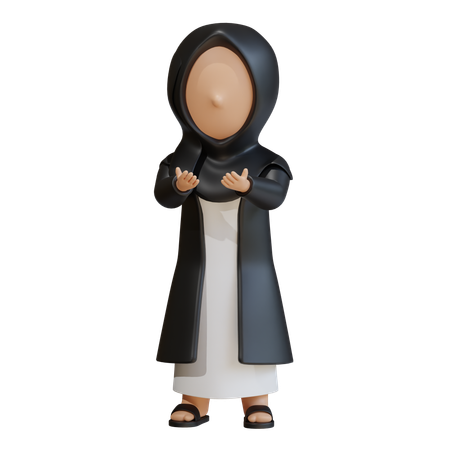 Muslim Woman Showing Dua Hands Up  3D Icon