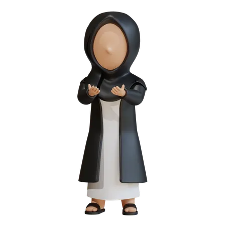 Muslim Woman Showing Dua Hands Up  3D Icon