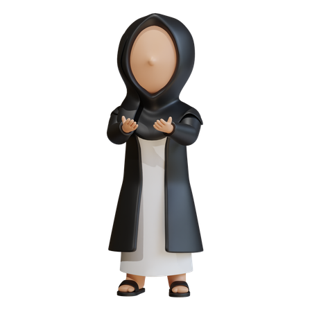 Muslim Woman Showing Explaining Gesture  3D Icon