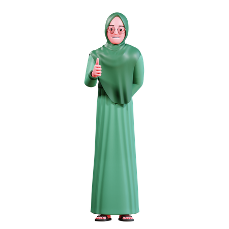 Muslim woman showing thumb up  3D Icon