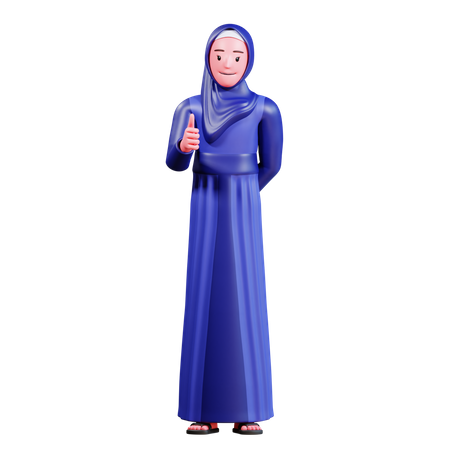 Muslim woman showing thumb up  3D Icon
