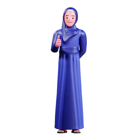 Muslim woman showing thumb up  3D Illustration