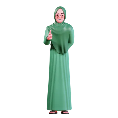 Muslim woman showing thumb up  3D Illustration