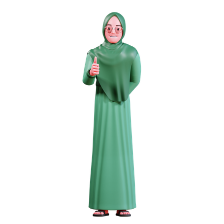 Muslim woman showing thumb up  3D Illustration