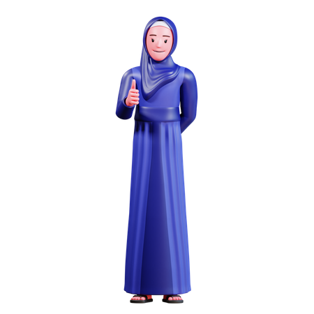 Muslim woman showing thumb up  3D Illustration