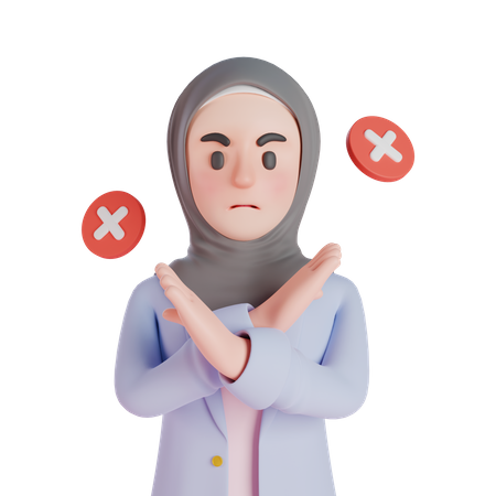 Muslim woman shows refusal gesture  3D Illustration