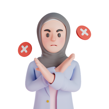 Muslim woman shows refusal gesture  3D Illustration