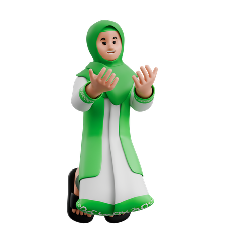 Muslim Woman Sitting While Doing Praying  3D Illustration