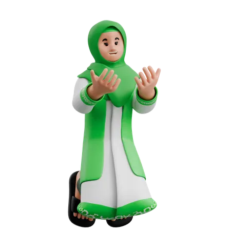 Muslim Woman Sitting While Doing Praying  3D Illustration