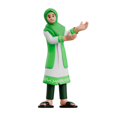 Muslim Woman Something Right  3D Icon