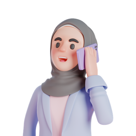 Muslim woman speaking on smartphone  3D Illustration