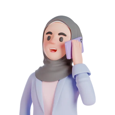 Muslim woman speaking on smartphone  3D Illustration