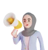 Muslim woman speaking with megaphone