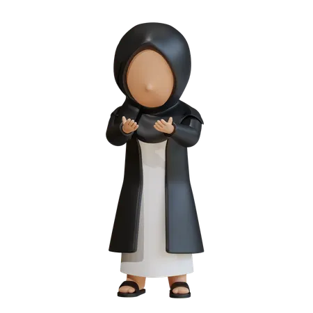 Muslim Woman Standing And Giving Calm Pose  3D Icon