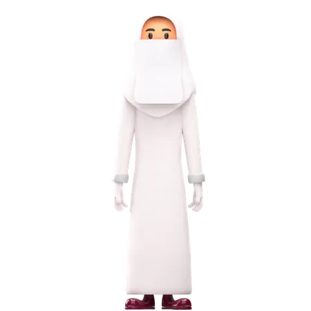 Muslim Woman Standing Pose  3D Illustration
